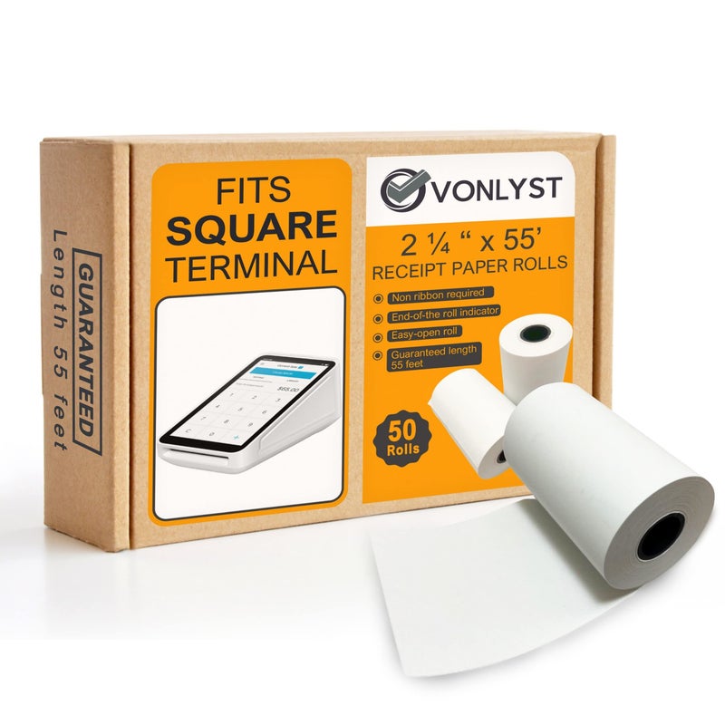 Vonlyst Receipt Paper Roll for Square Terminal Credit Card Machine (50 rolls) - Image 1
